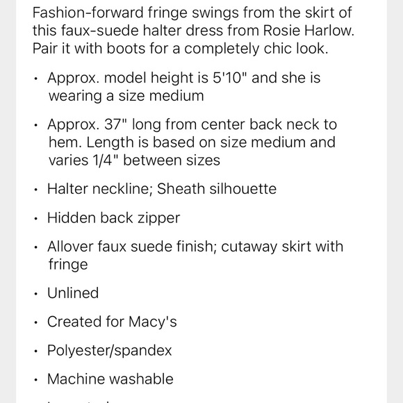 Macy’s Navy Faux-Suede Halter Fringe Dress - Picture 13 of 13